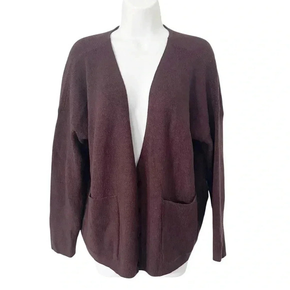 NWT Eileen Fisher 100% Extra Fine Merino Wool V-Neck Cardigan Sweater size Large - Picture 1 of 10